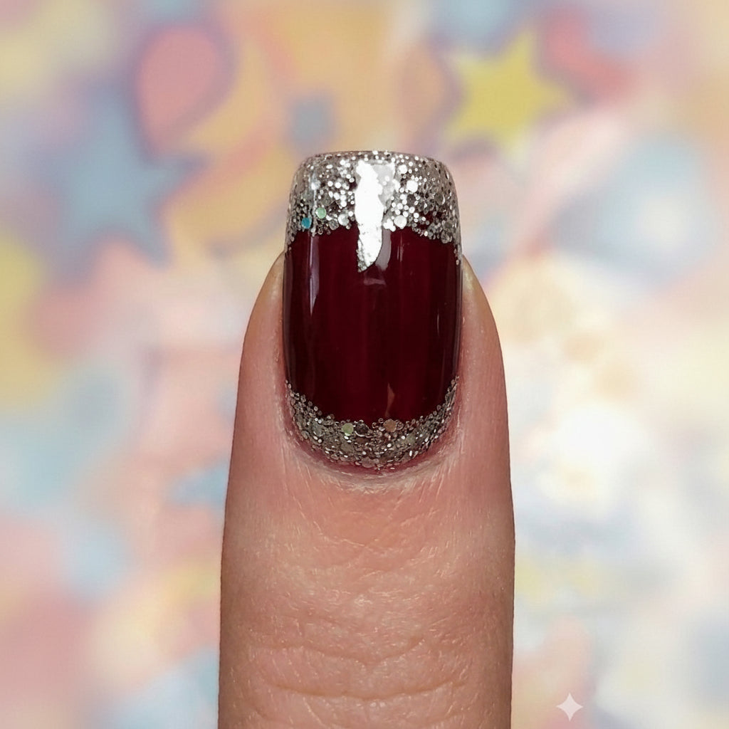 Stickers Ongles Bordeaux Pailleté – UV
