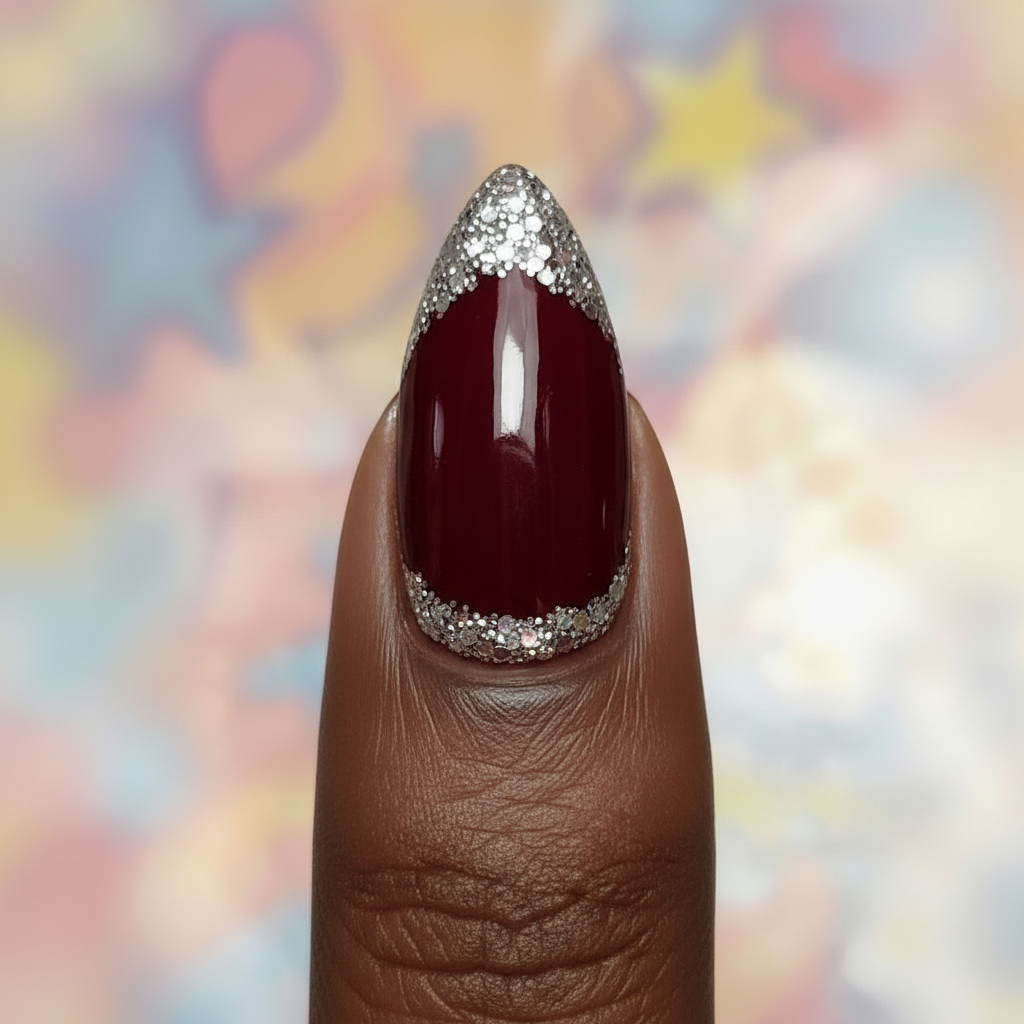 Stickers Ongles Bordeaux Pailleté – UV