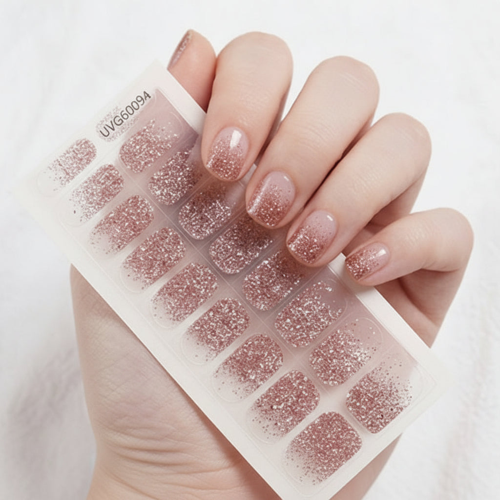 Stickers Ongles Dégradé Rose Pailleté – UV