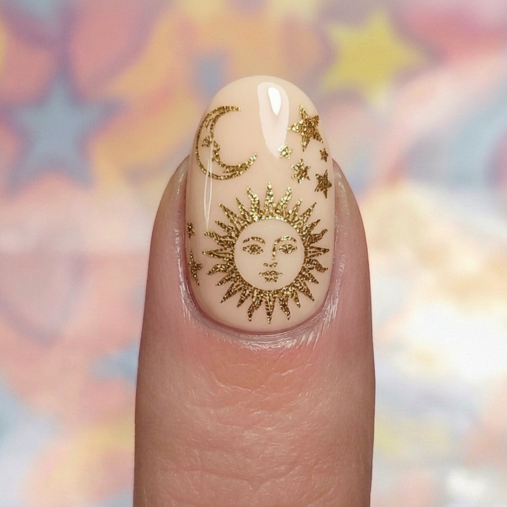 Stickers Ongles Lune et étoile dorées – UV