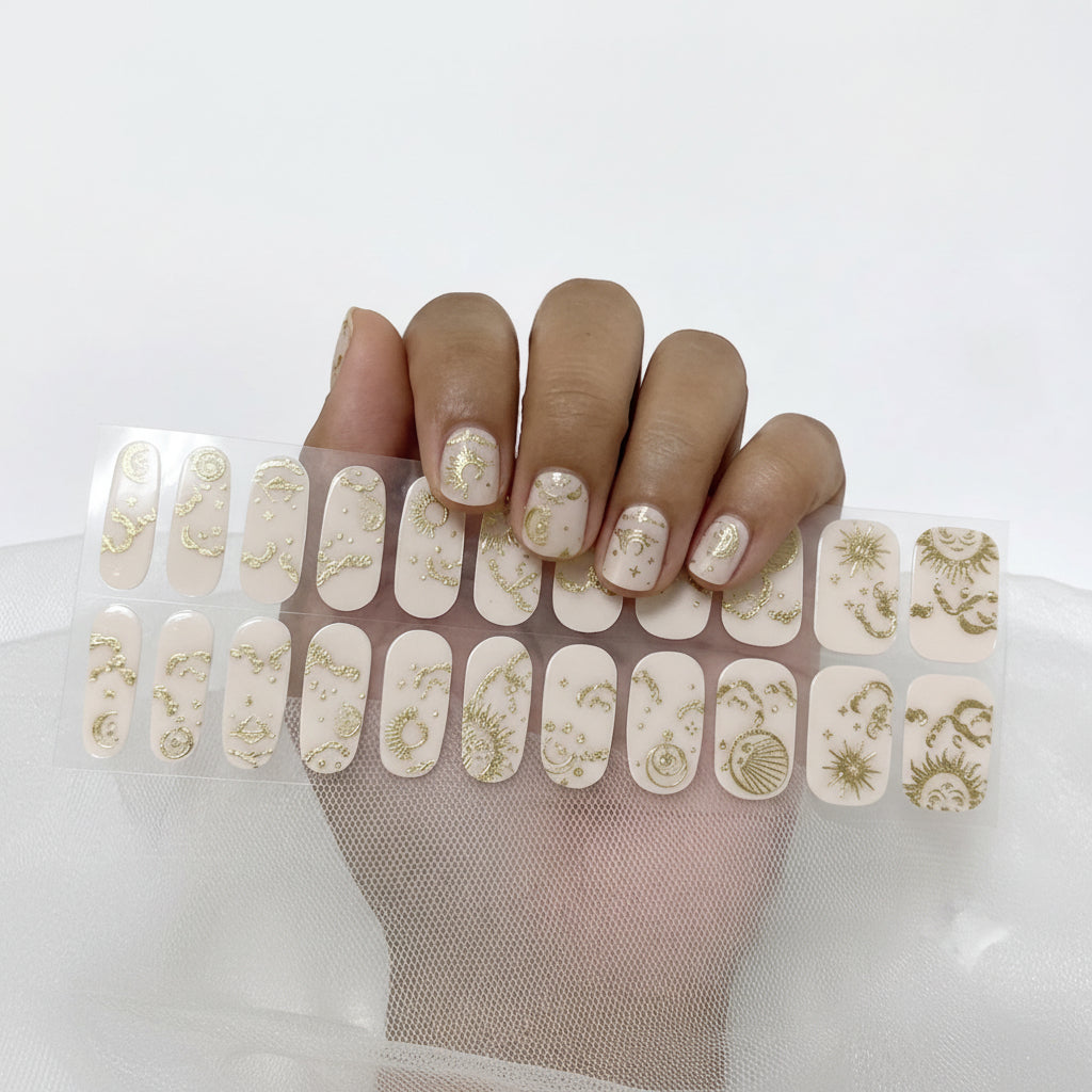 Stickers Ongles Lune et étoile dorées – UV