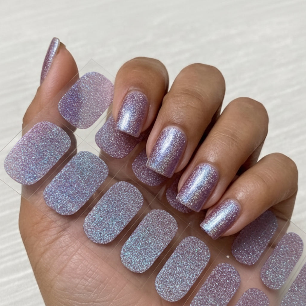 Stickers Ongles Violet Pailleté – UV