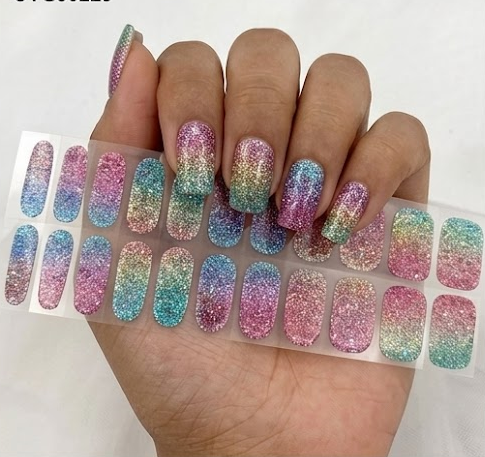 Stickers Ongles Arc en Ciel – Paillettes UV
