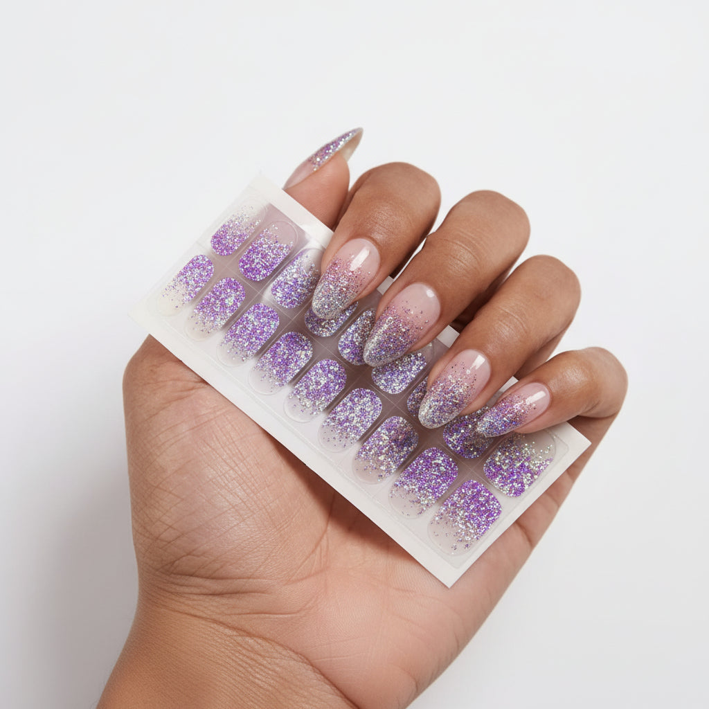 Stickers Ongles Dégradé Violet Pailleté – UV